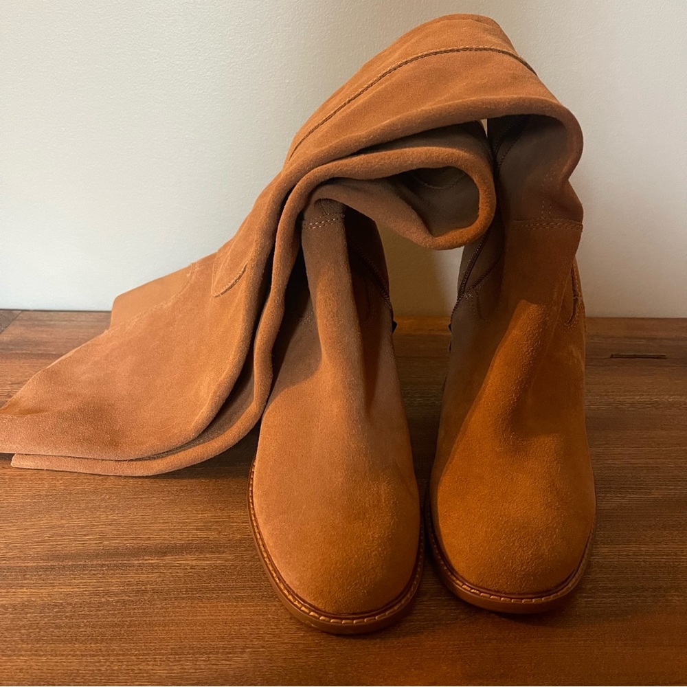 Kelsey Dagger Brooklyn Tan Suede Over the Knee Boots Sz 8.5 Fall Western Chic - Picture 10 of 11